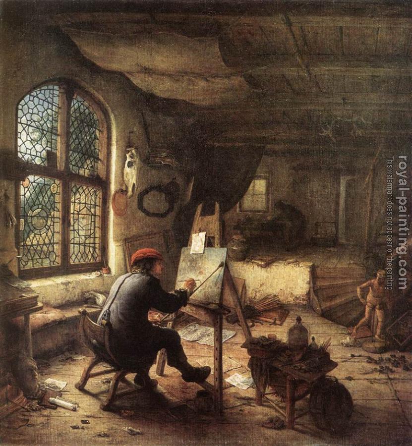 Adriaen Jansz Van Ostade : The Painter in His Studio